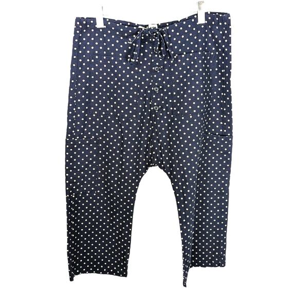 NSF Carlson Pant Drop Crop Navy White Polka Dot Drawstring Waist Crop NWT M - Picture 1 of 11